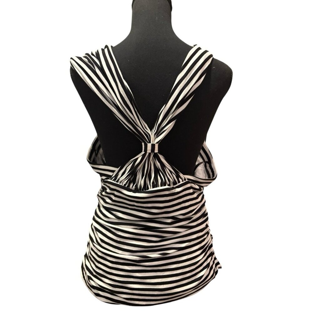 EUC White House Black Market Black and White Striped Top Women’s L - Picture 4 of 8